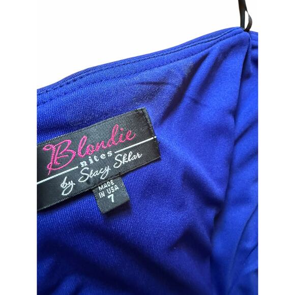 Blue Strapless Sequined Blondie Nites Dress - Size 7 - Picture 3 of 14